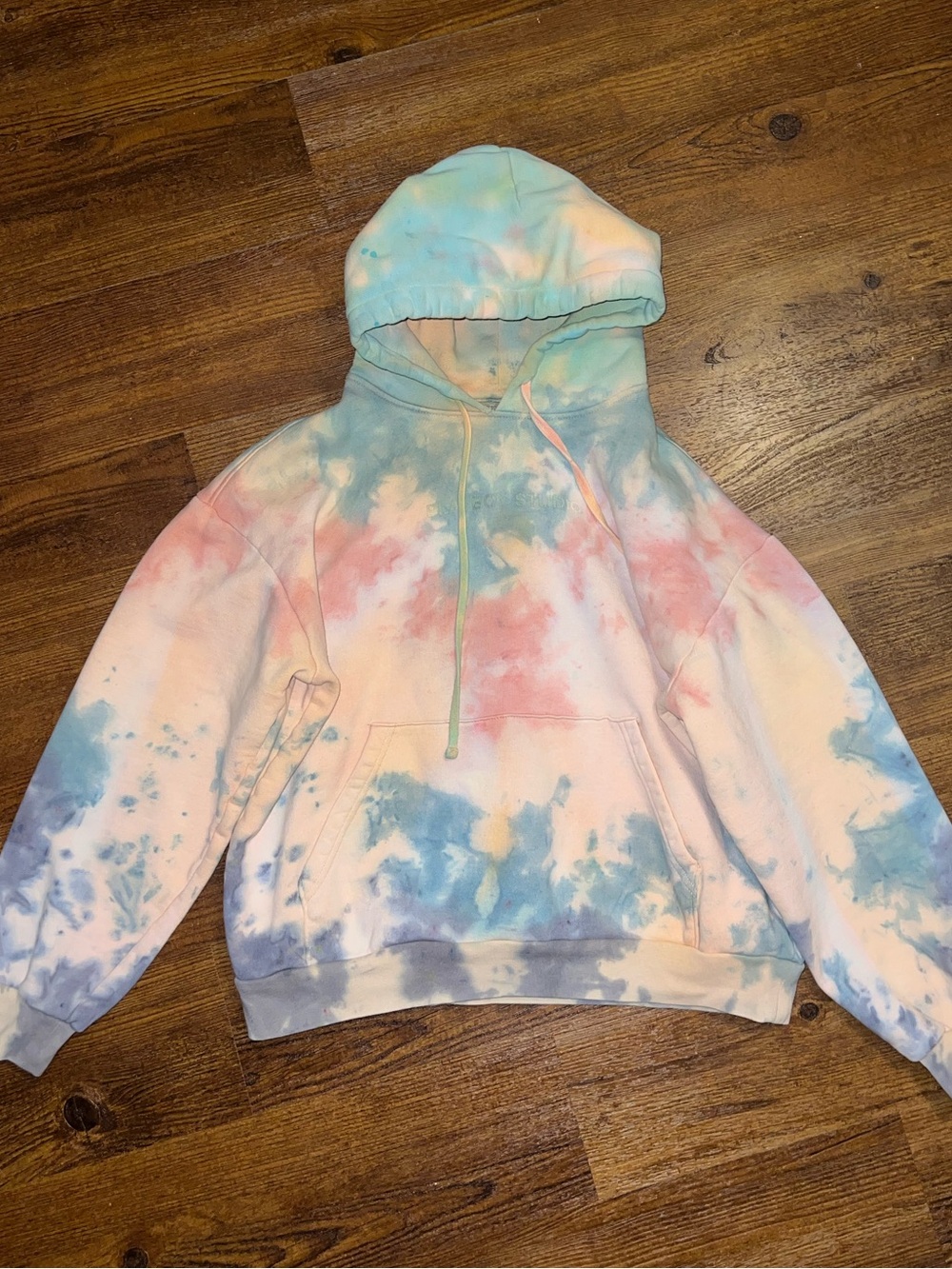 PLAYBOY Studio PacSun Pastel Tie-Dye Cream Graphic Colorful Hoodie Size M